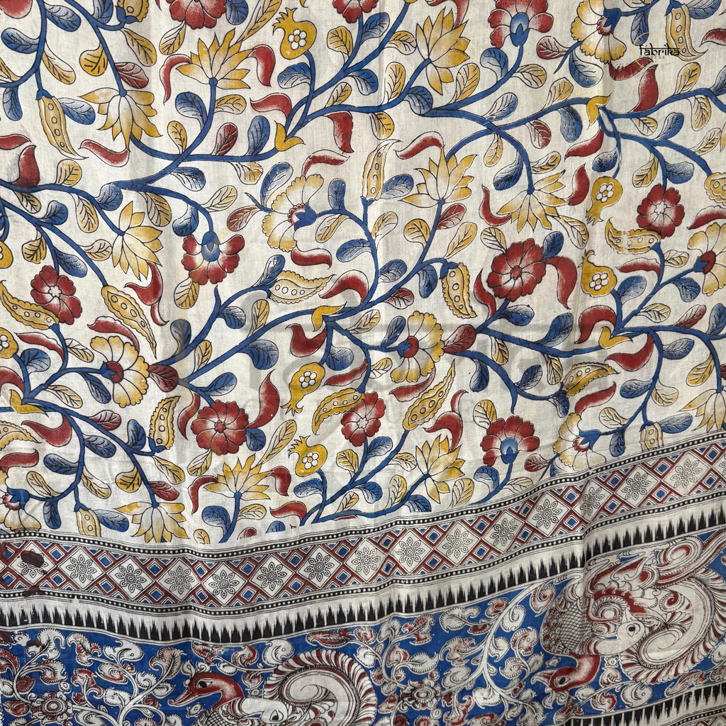 Handblock Painted Kalamkari Dupatta – Nelluri Silk