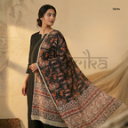 Handblock Painted Kalamkari Dupatta – Nelluri Silk
