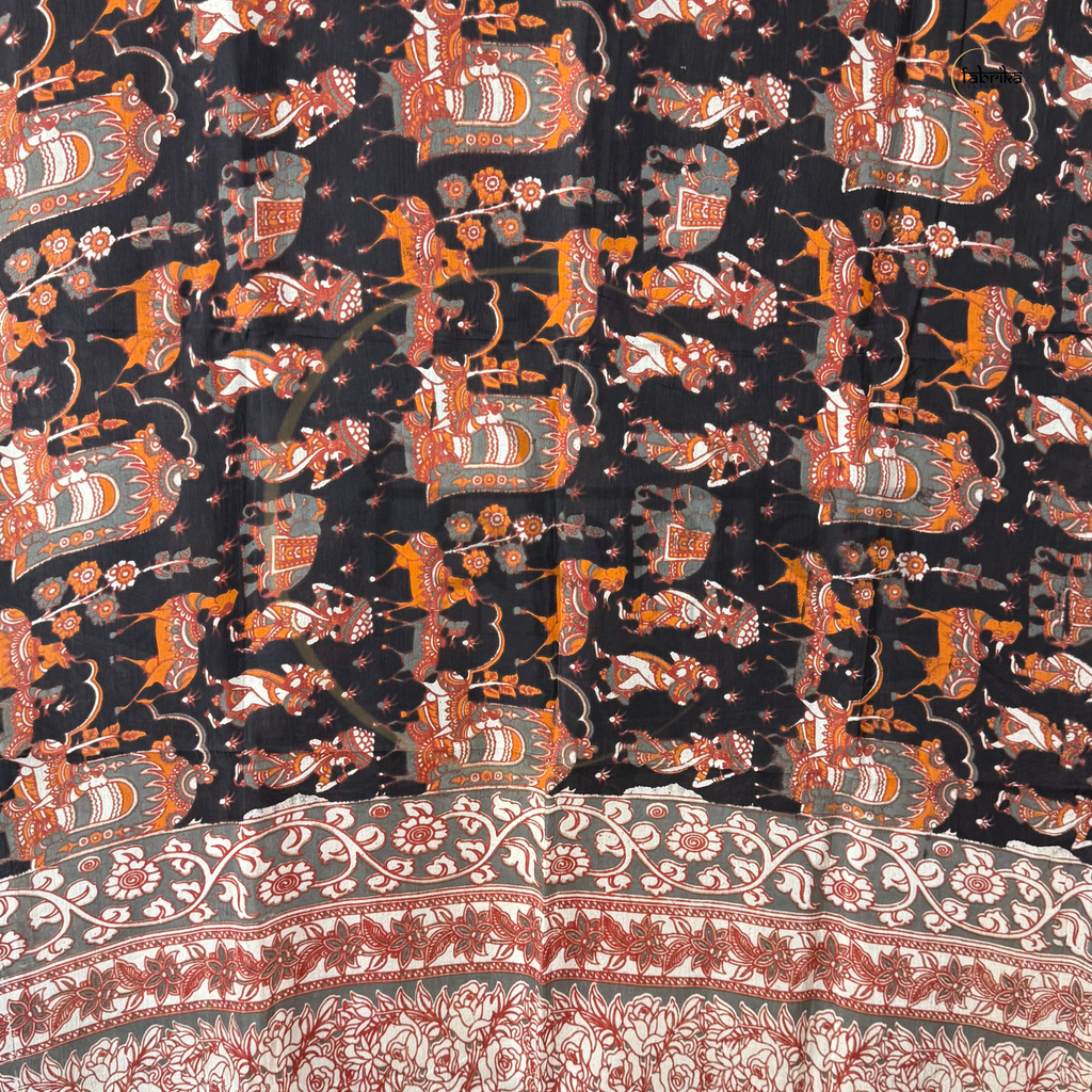 Handblock Painted Kalamkari Dupatta – Nelluri Silk