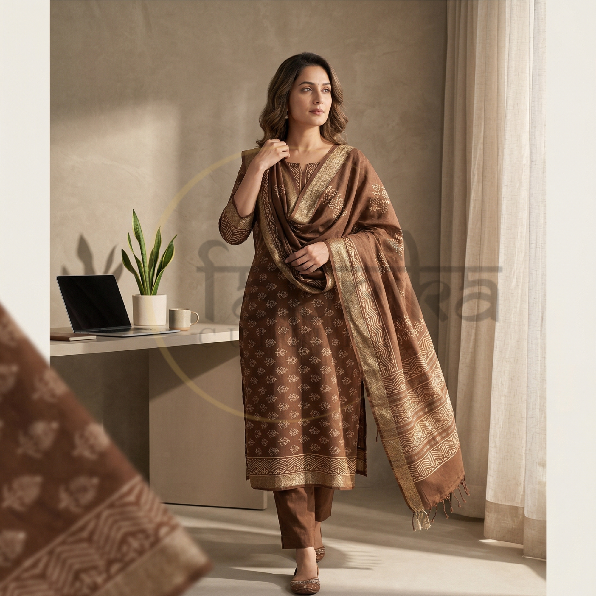 Maheshwari Unstitched 3 piece dress material