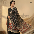 Handblock Painted Kalamkari Dupatta – Nelluri Silk
