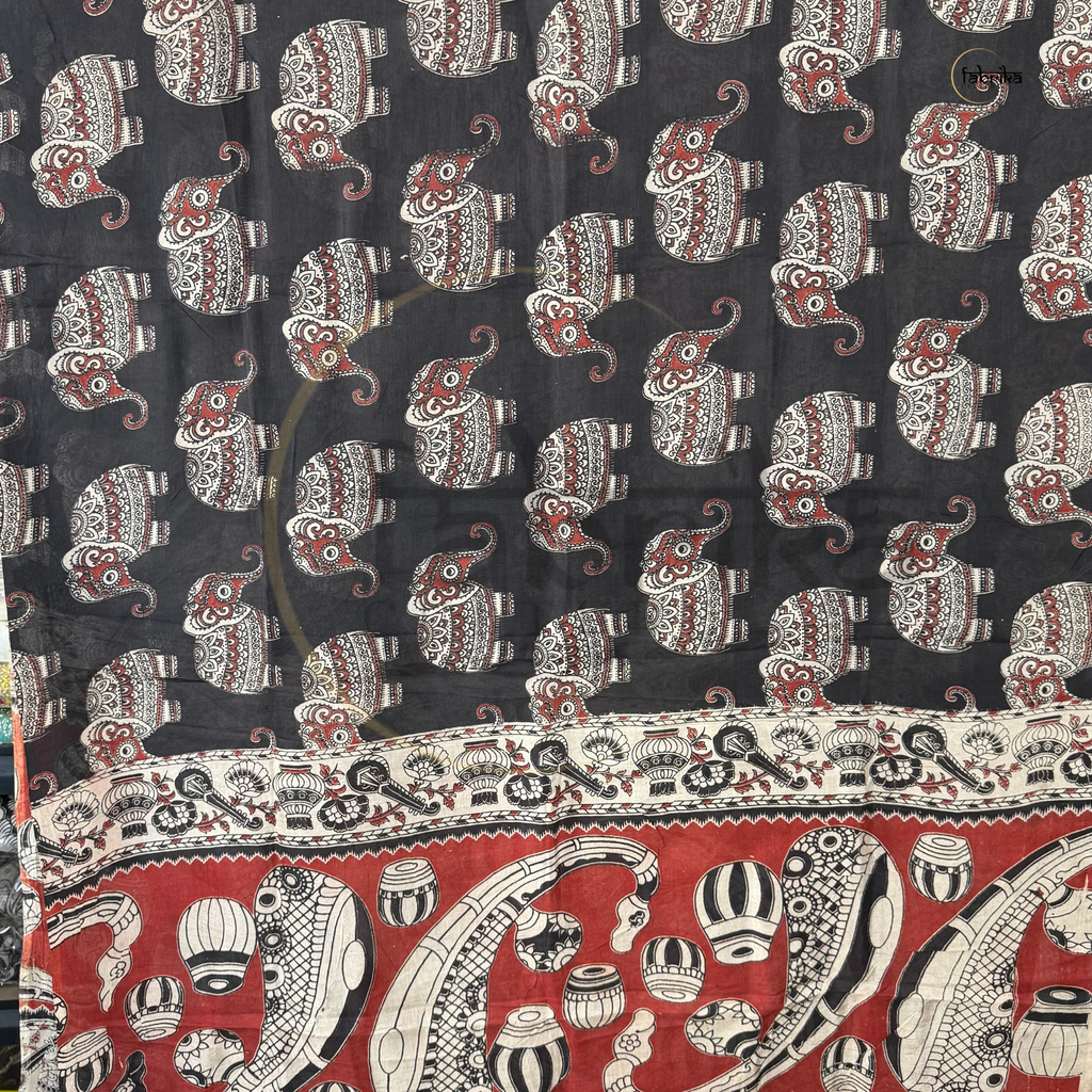 Handblock Painted Kalamkari Dupatta – Nelluri Silk
