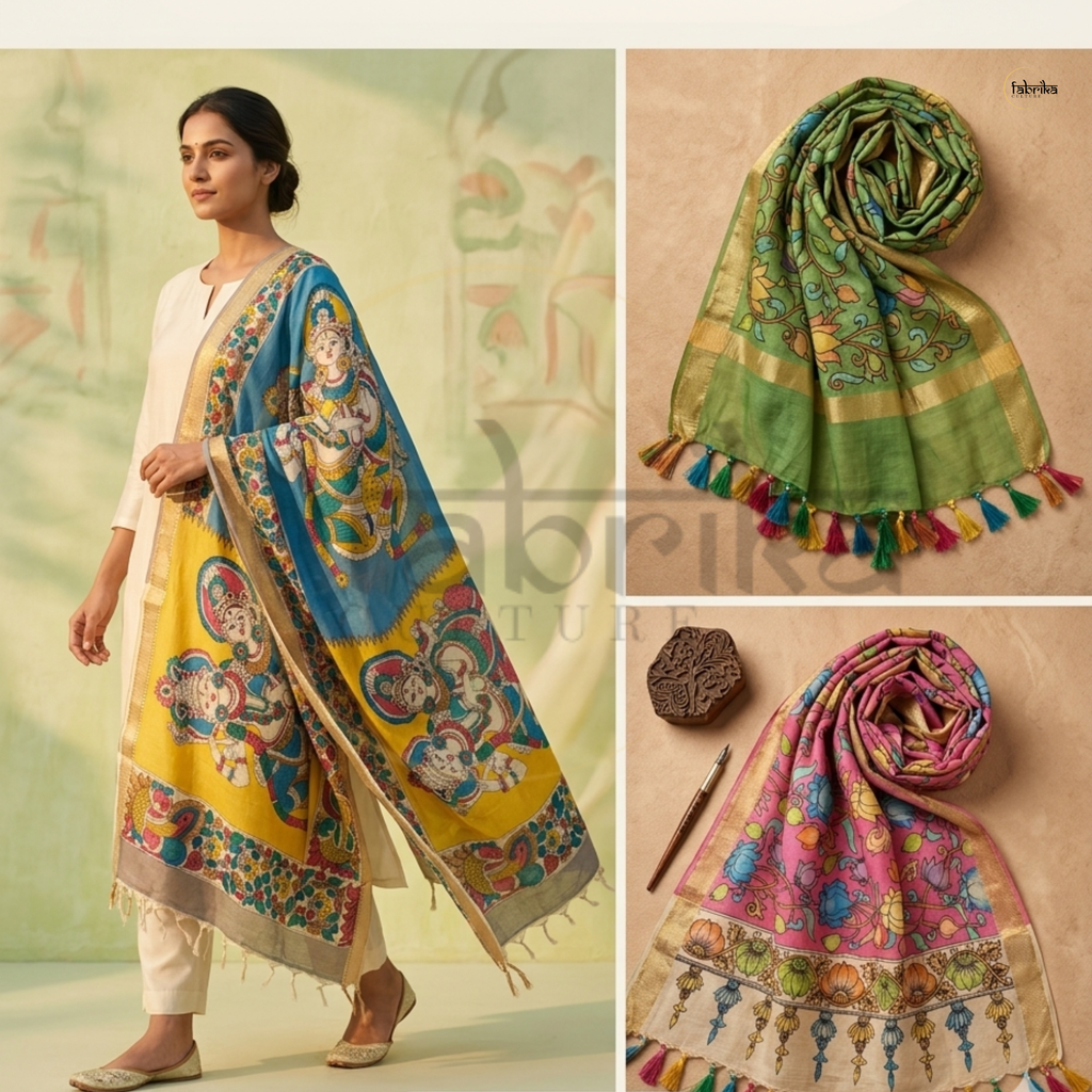 Pen Kalamkari Dupatta