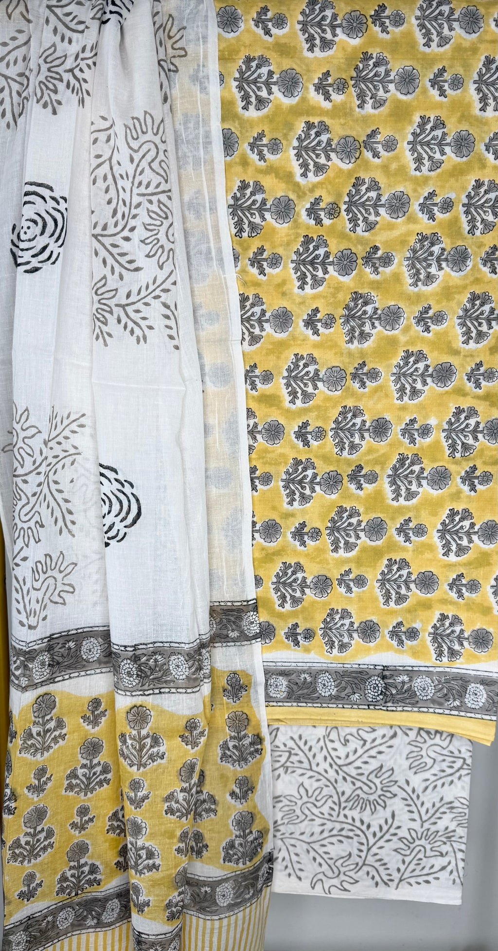 HAND BLOCK BAGRU PRINT COTTON 3-PIECE UNSTITCHED DRESS MATERIAL