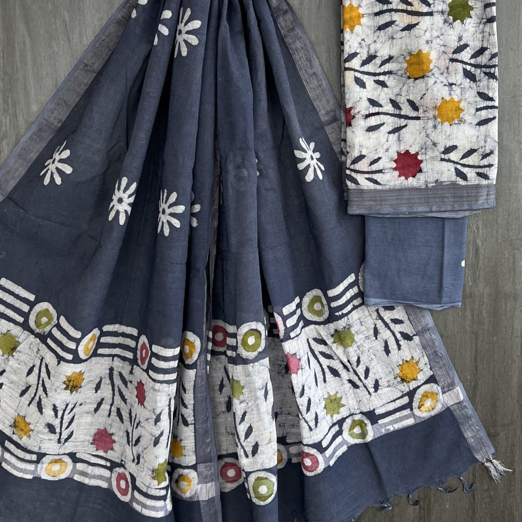 Linen - 3 piece unstitched dress material