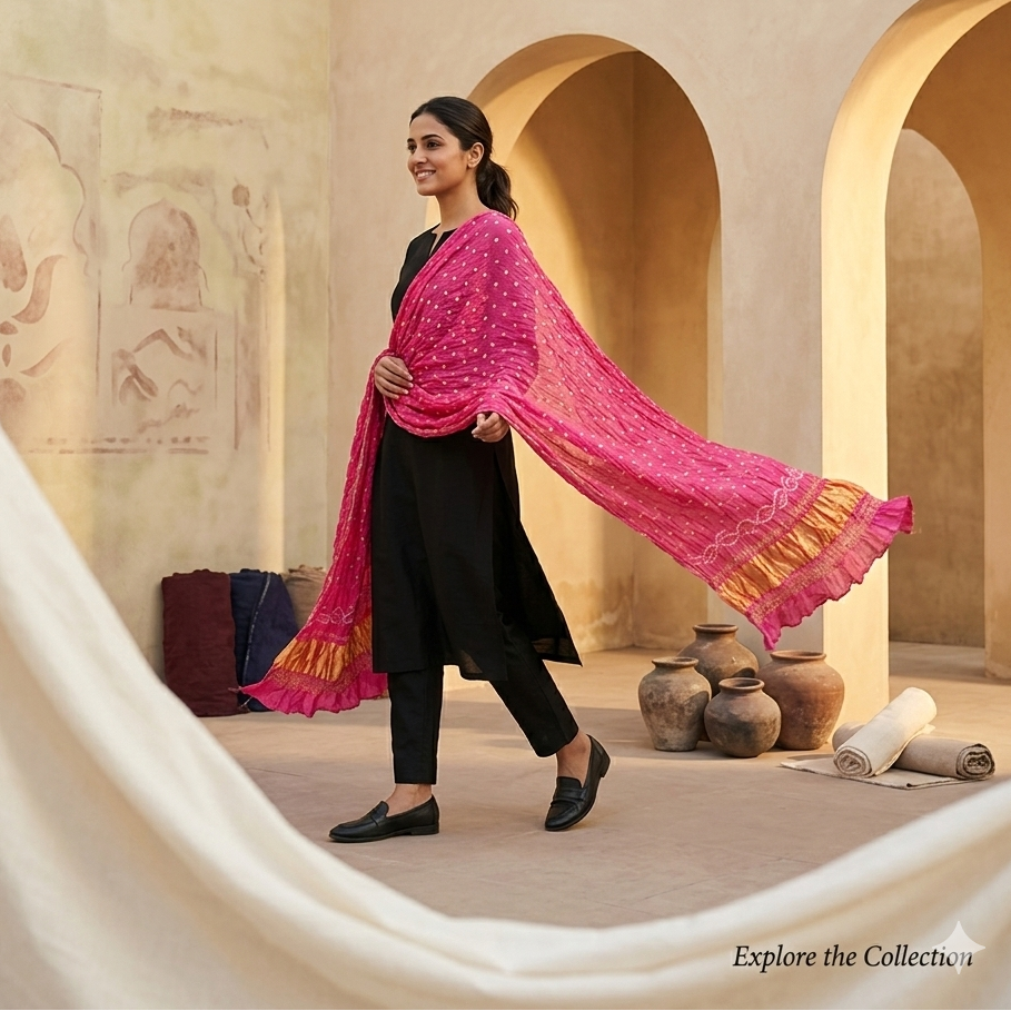 Pink Kutch Tie-dye Bandhani Dupatta (Copy)